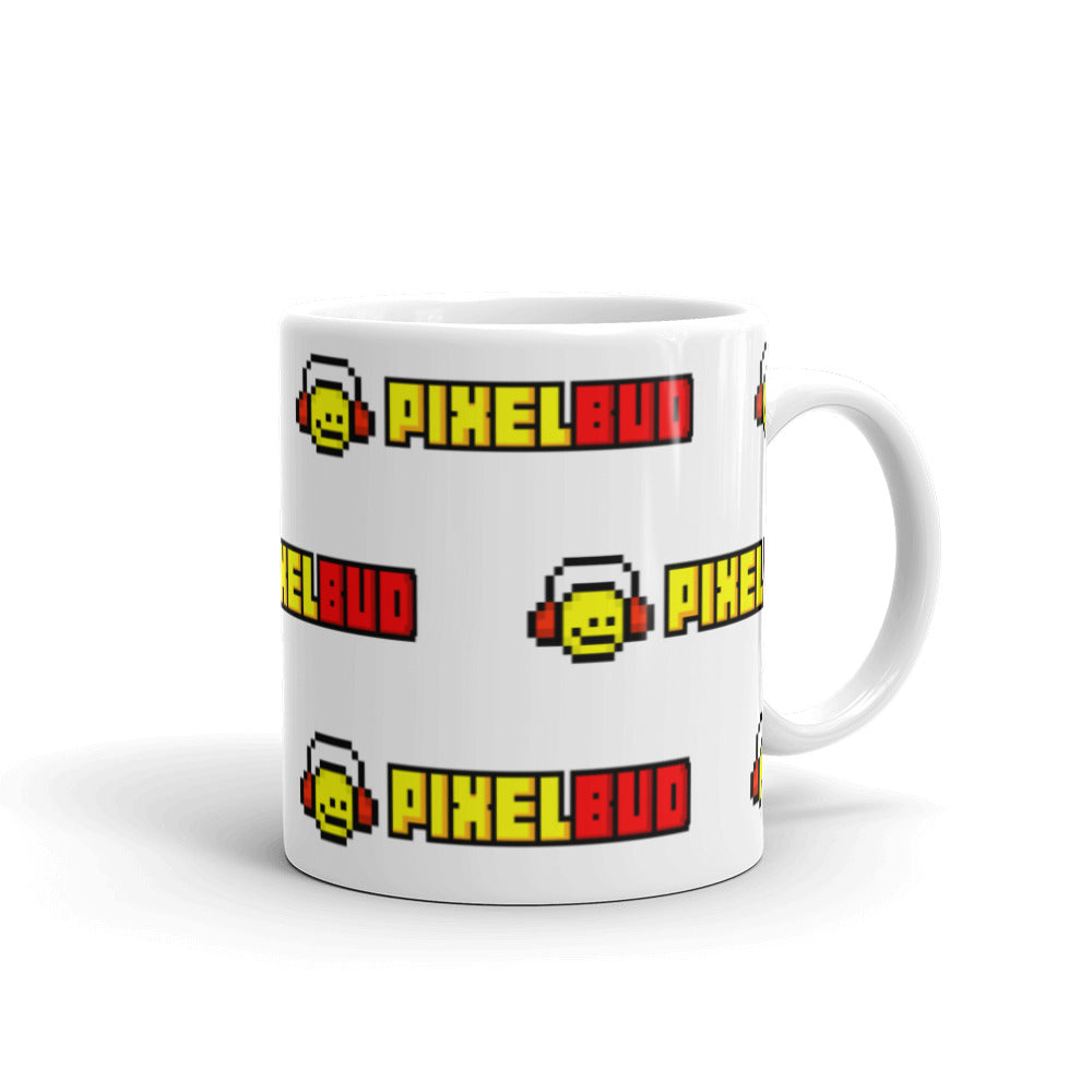 pixelbud merch white glossy mug